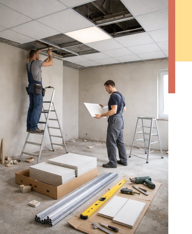 Монтаж потолка армстронг в Реже от 4929 руб/м2 — быстрая установка под ключ | ОТДЕЛОЧНИК-Реж