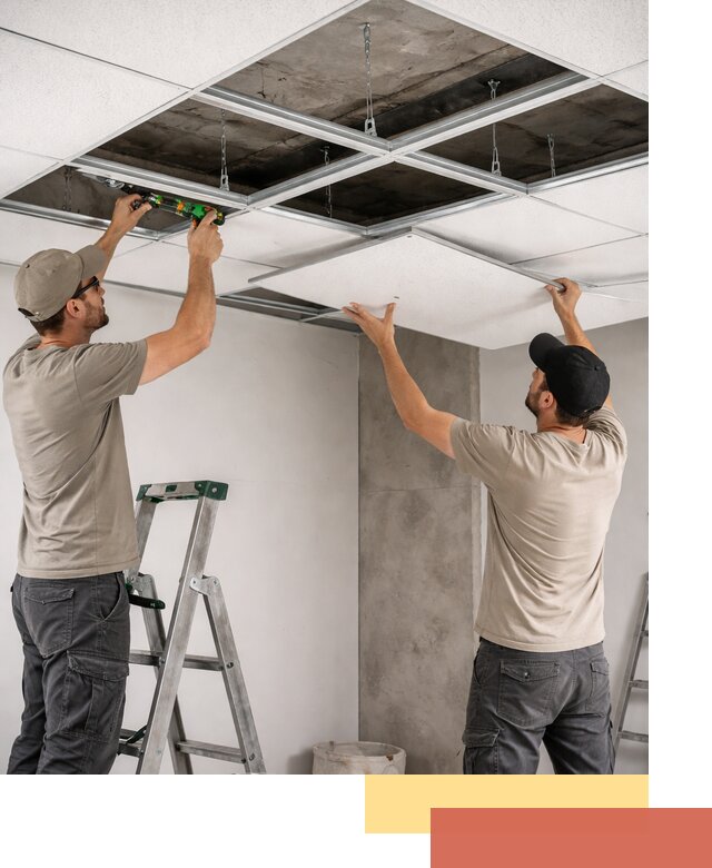 Монтаж потолка Армстронг под ключ в Реже