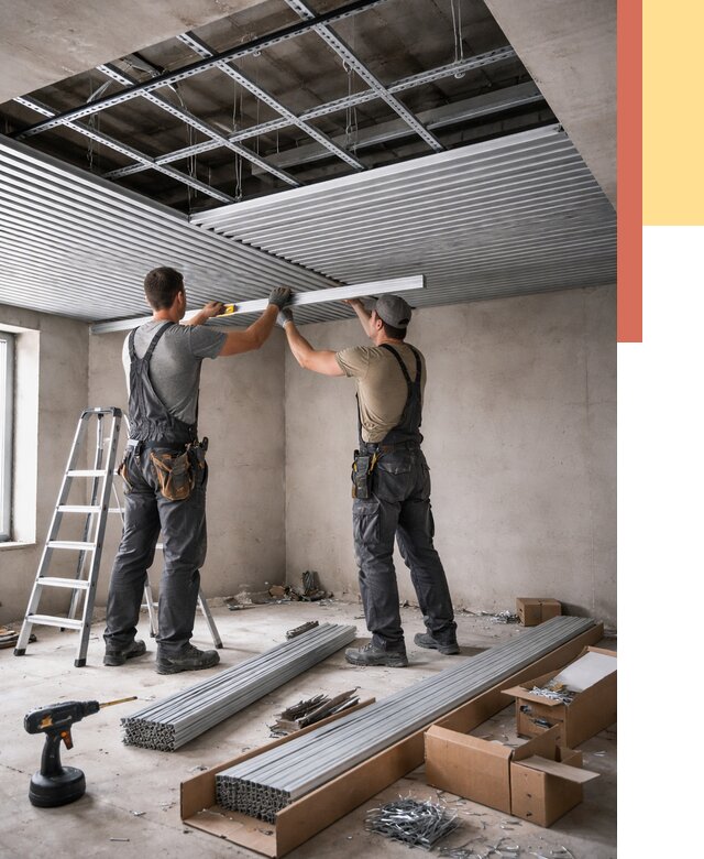 Монтаж реечного потолка в Реже от 4929 руб. под ключ | ОТДЕЛОЧНИК-Реж