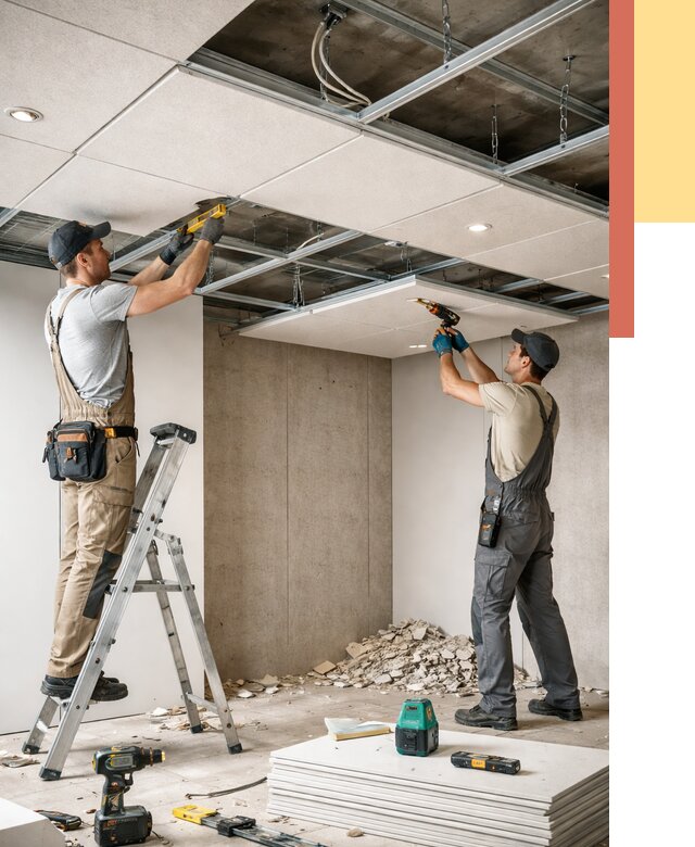 Монтаж акустического потолка в Реже от 7119 руб/м2 — быстро и недорого | ОТДЕЛОЧНИК-Реж