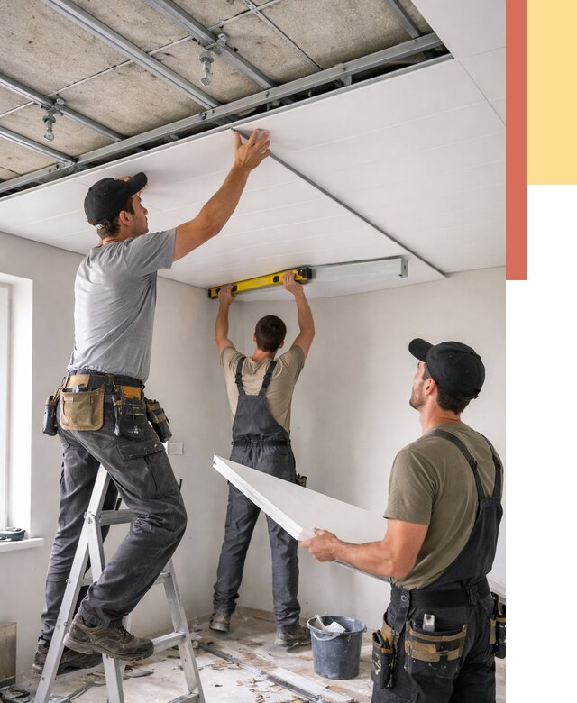 Монтаж потолка из ПВХ панелей в Реже от 3834 руб./м2 — быстро и недорого | ОТДЕЛОЧНИК-Реж