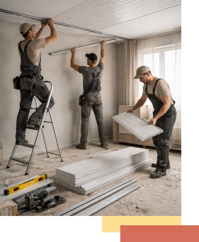 Монтаж потолка из ПВХ панелей в Реже оперативно и качественно