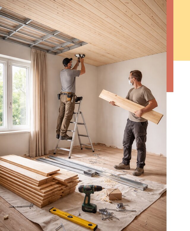 Монтаж потолка из вагонки в Реже от 7119 руб. | Быстро и недорого — ОТДЕЛОЧНИК-Реж