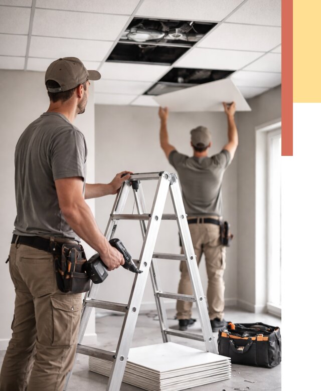 Обслуживание подвесного потолка в Реже от 3834 руб. — быстро и недорого | ОТДЕЛОЧНИК-Реж