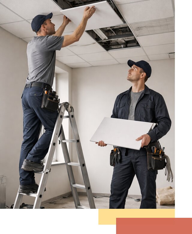 Обслуживание подвесного потолка в Реже — ремонт и чистка