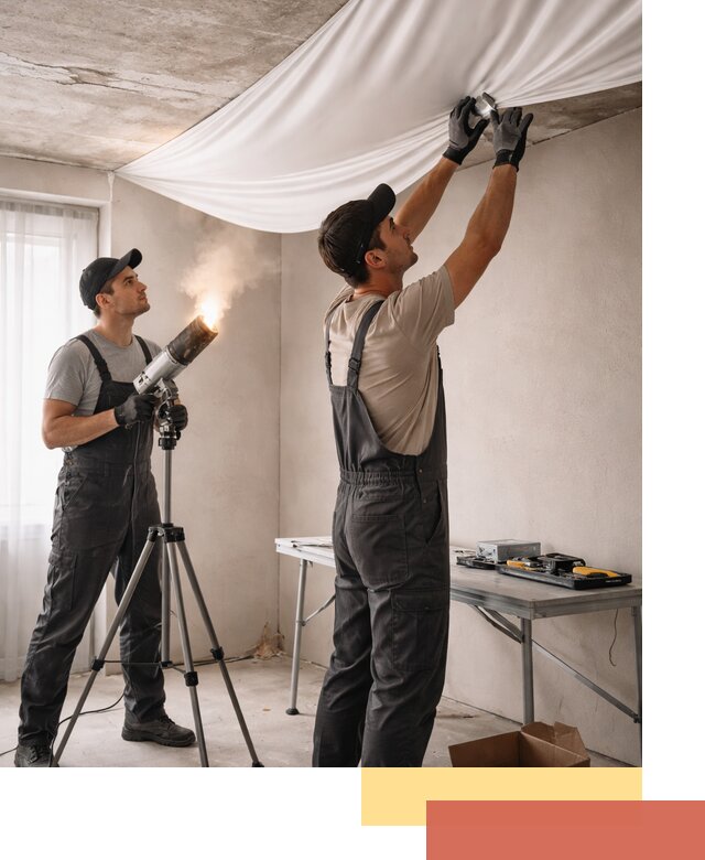 Установка натяжного потолка под ключ в Реже