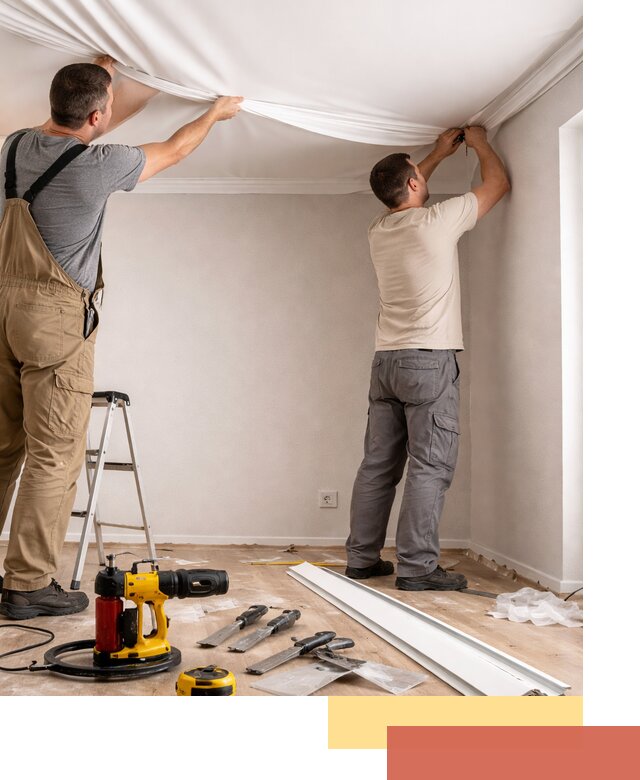 Монтаж ПВХ натяжного потолка в Реже качественно и быстро