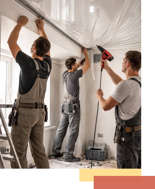 Монтаж глянцевого натяжного потолка в Реже быстро и качественно