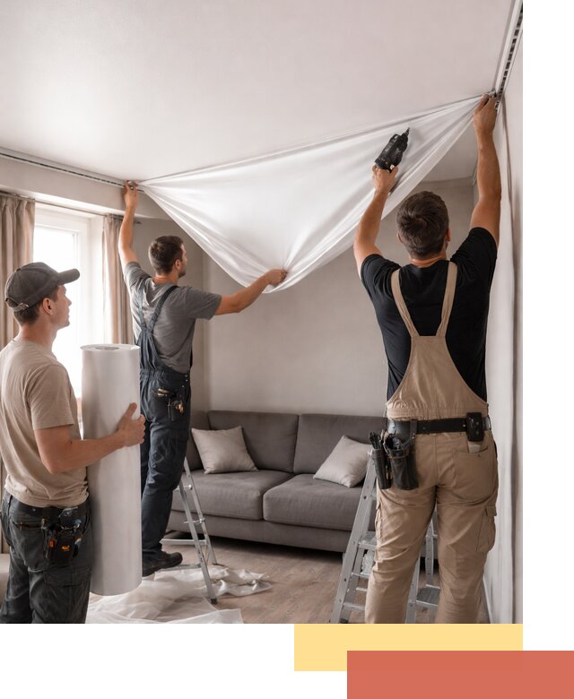 Монтаж сатинового натяжного потолка в Реже качественно и быстро