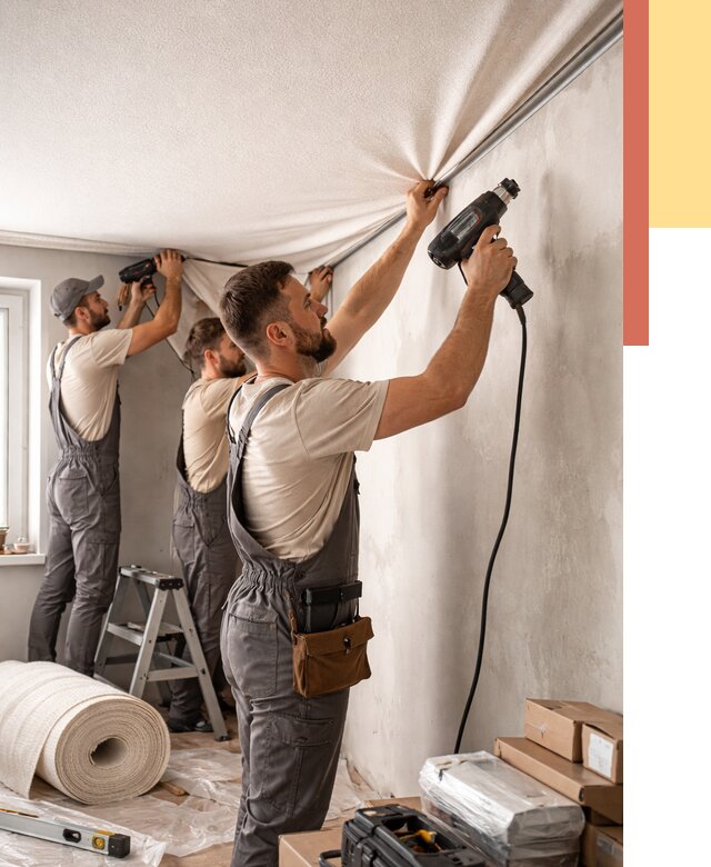 Монтаж фактурного натяжного потолка в Реже от 821 руб. — ОТДЕЛОЧНИК-Реж