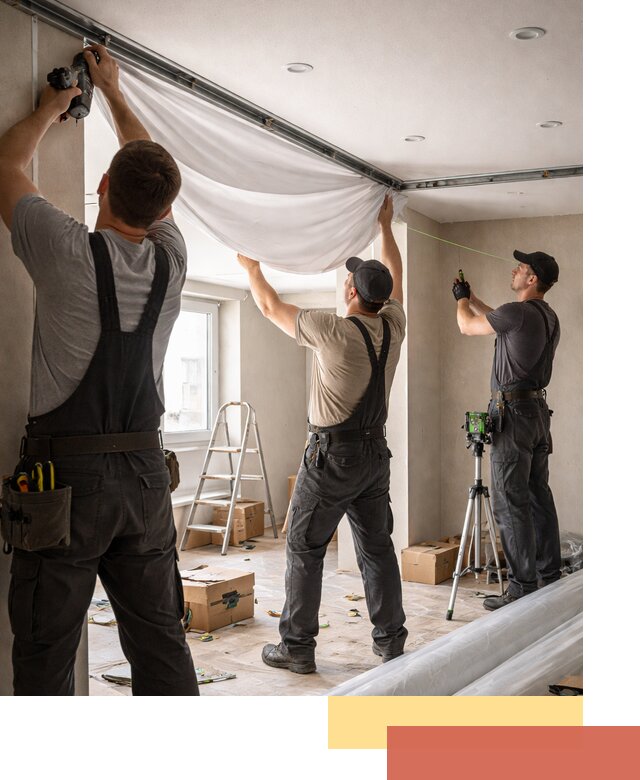 Монтаж парящего натяжного потолка под ключ в Реже