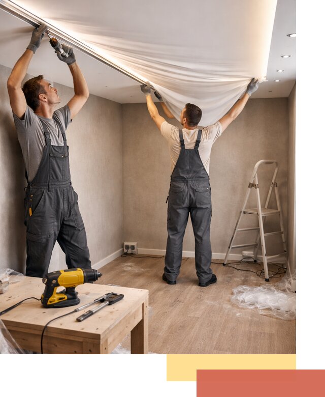 Монтаж натяжного потолка с подсветкой в Реже цена и сроки