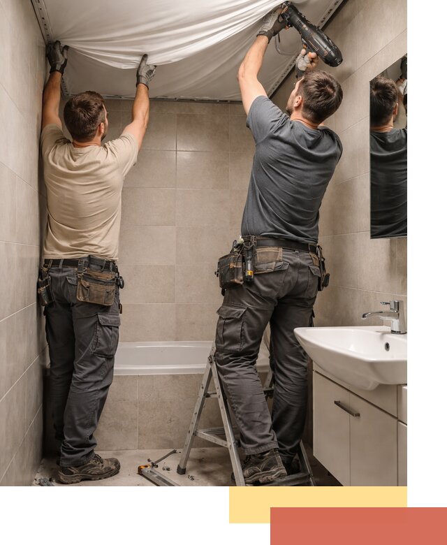 Монтаж натяжного потолка в ванной в Реже быстро и качественно