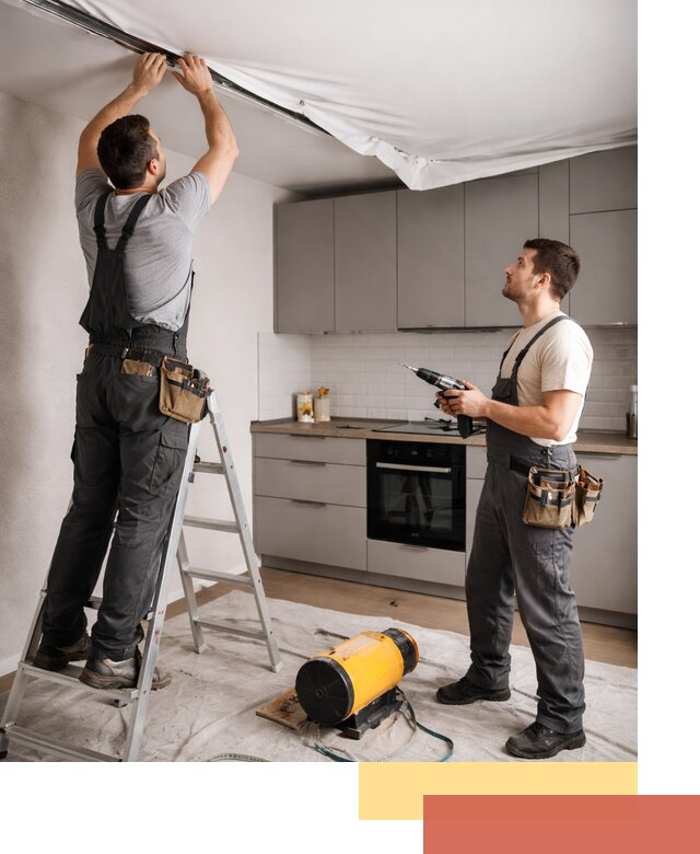 Монтаж натяжного потолка на кухне в Реже