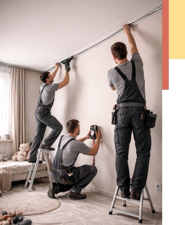 Монтаж натяжного потолка в детской в Реже от 3834 руб. — быстро и недорого | ОТДЕЛОЧНИК-Реж