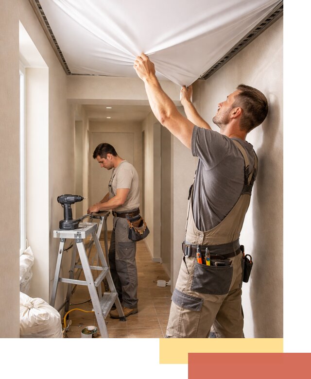 Монтаж натяжного потолка в прихожей в Реже