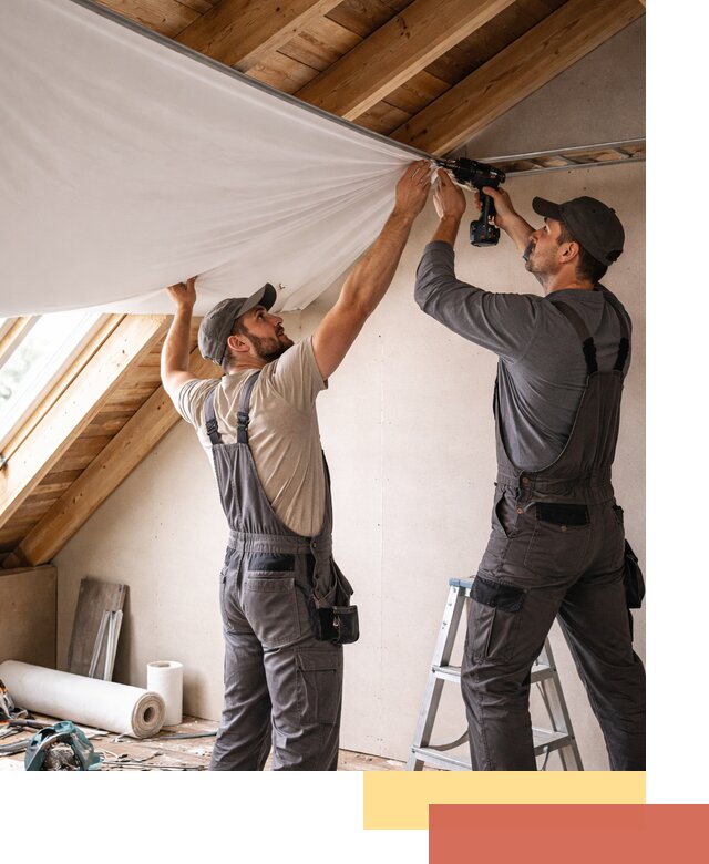 Монтаж натяжного потолка в мансарде в Реже