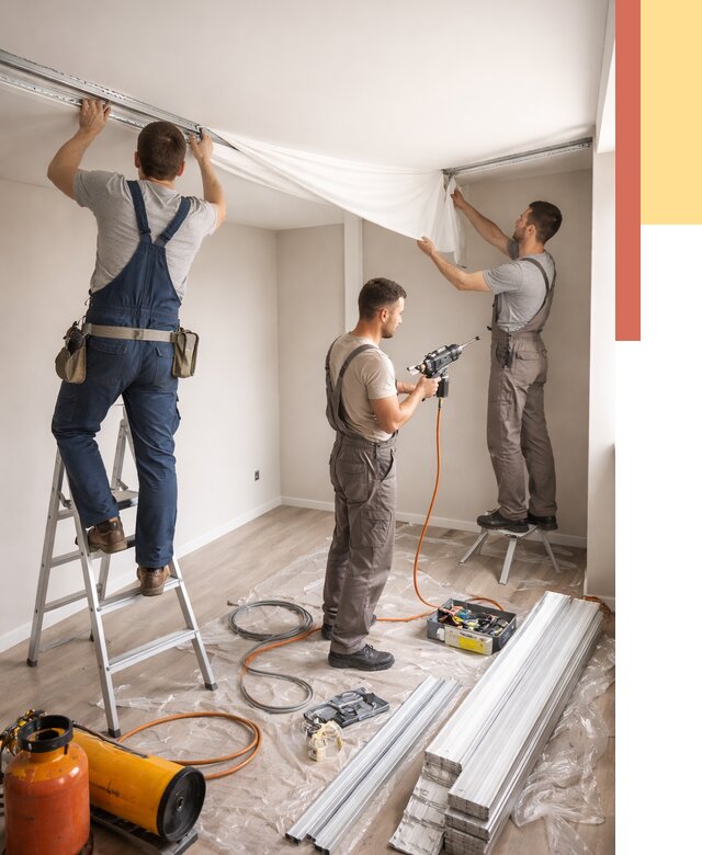 Монтаж натяжного потолка в студии в Реже от 6024 руб. — быстро и недорого | ОТДЕЛОЧНИК-Реж