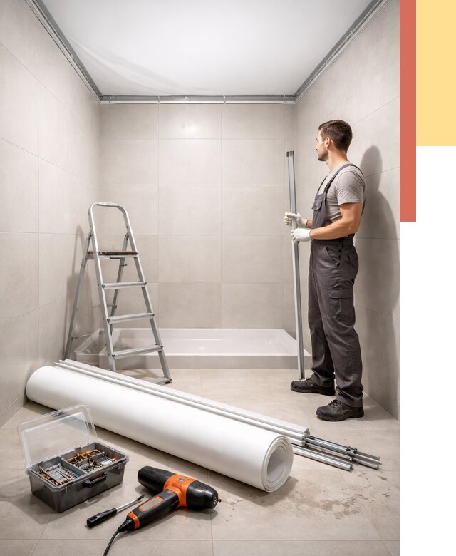 Монтаж натяжного потолка в санузле в Реже от 2026 руб. — ОТДЕЛОЧНИК-Реж