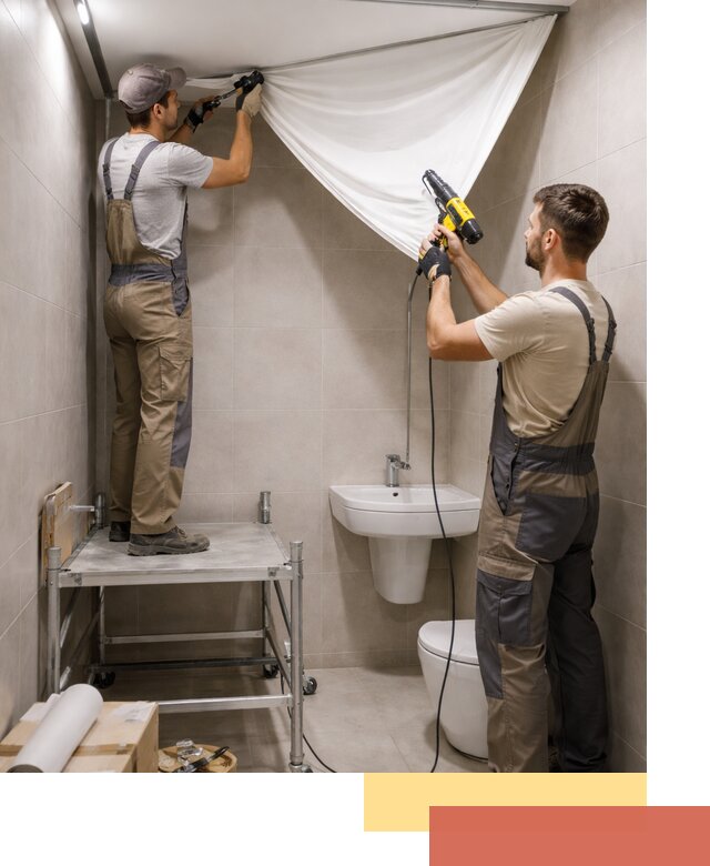 Монтаж натяжного потолка в санузле в Реже