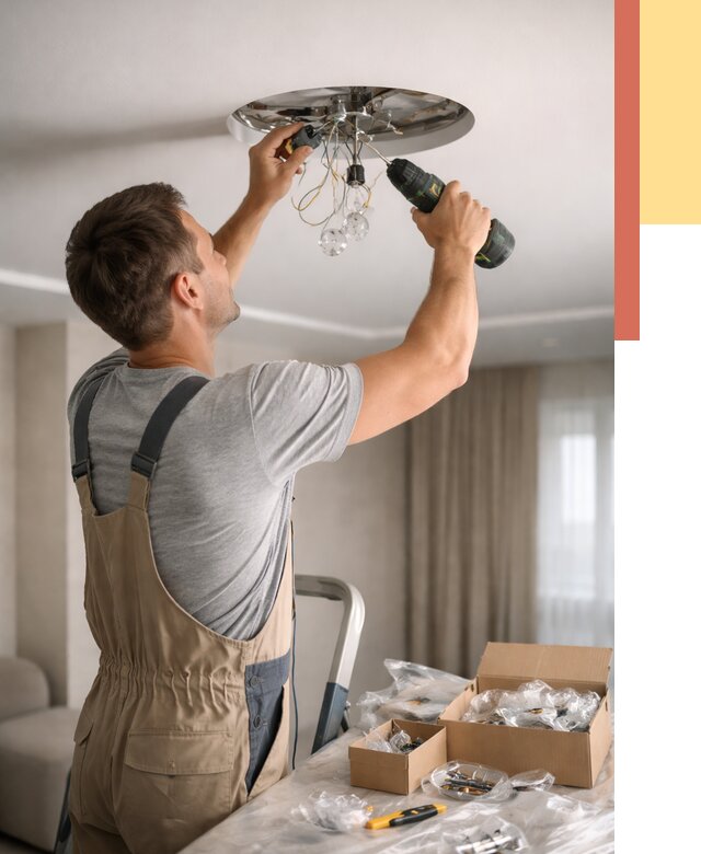 Установка люстры в натяжной потолок в Реже от 1314 руб. | Быстро и недорого — ОТДЕЛОЧНИК-Реж