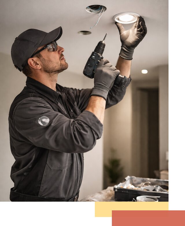 Установка точечных светильников в натяжной потолок в Реже