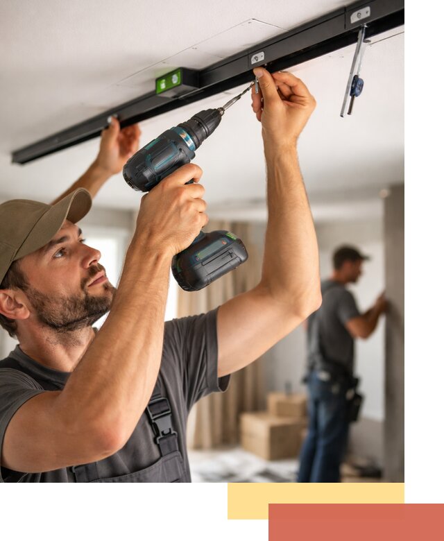 Установка трековых светильников в натяжной потолок в Реже