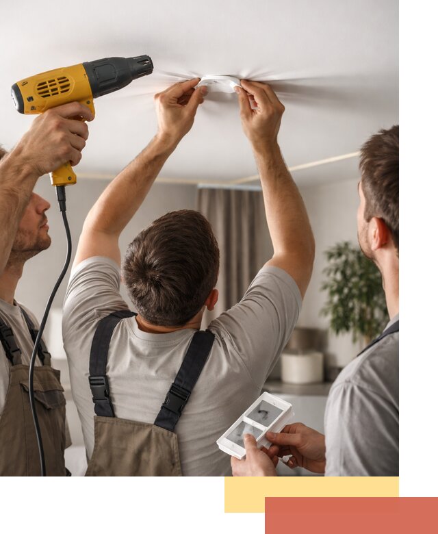 Ремонт прокола полотна натяжного потолка в Реже