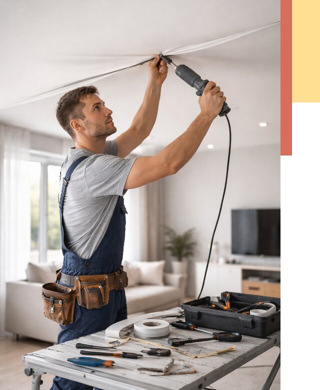 Ремонт натяжных потолков в Реже от 10405 руб. под ключ — ОТДЕЛОЧНИК-Реж