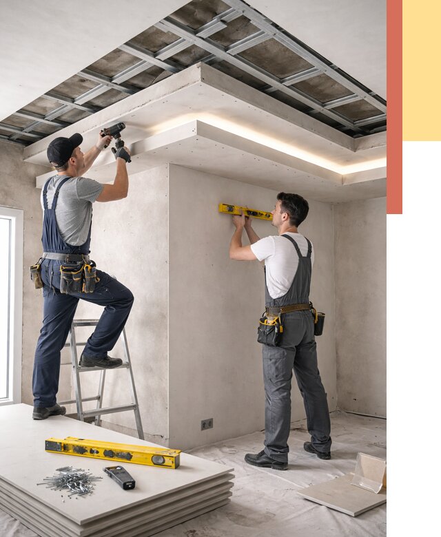 Двухуровневый потолок из гипсокартона в Реже от 1588 руб. под ключ | ОТДЕЛОЧНИК-Реж