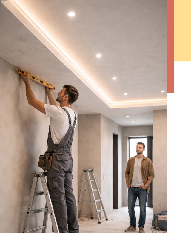 Потолок из гипсокартона с подсветкой в Реже от 821 руб./м2 под ключ | ОТДЕЛОЧНИК-Реж