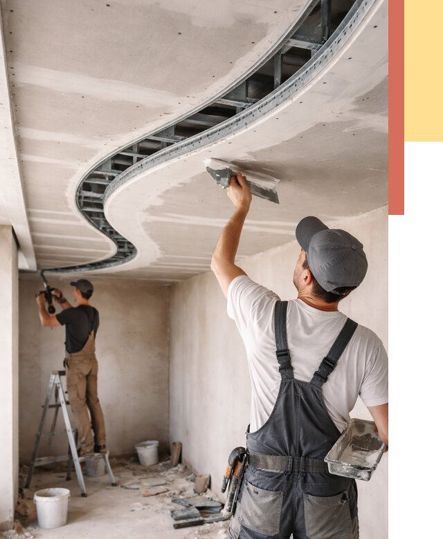 Криволинейный потолок из гипсокартона в Реже от 2300 руб./м2 | ОТДЕЛОЧНИК-Реж