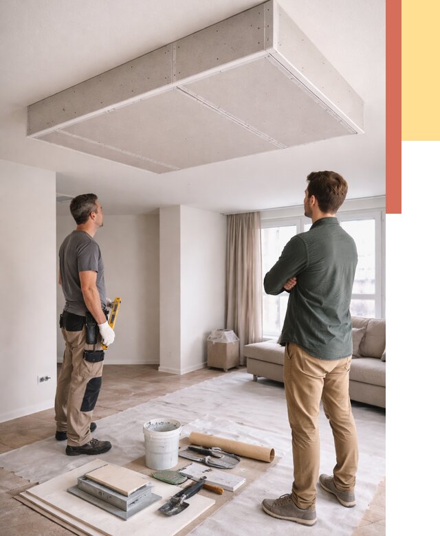 Короб на потолке из гипсокартона в Реже от 2410 руб. — монтаж и услуги под ключ | ОТДЕЛОЧНИК-Реж