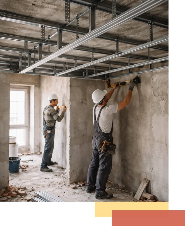 Монтаж каркаса потолка из профильного профиля в Реже