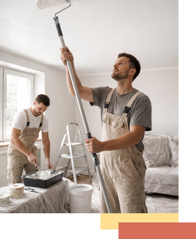 Покраска потолка водоэмульсионной краской в Реже