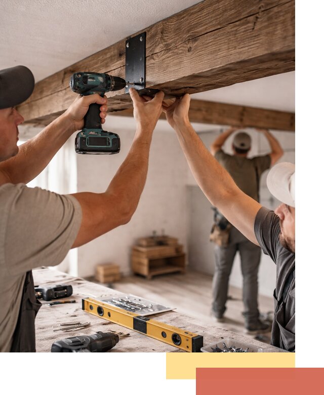 Монтаж декоративных потолочных балок в Реже